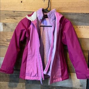 North face coat with removable fleece inside.